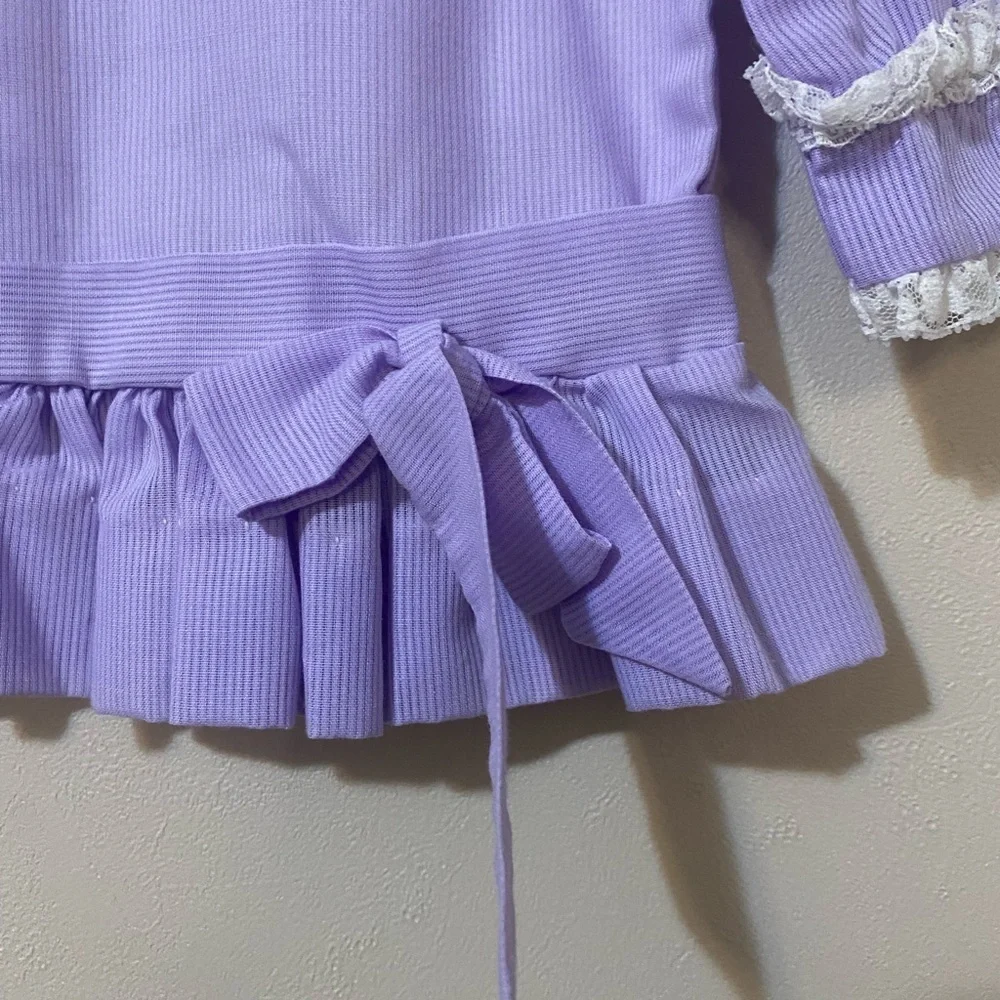 Vintage Blouse Shirt Baby 3T Lavender Purple Long Sleeve Collar Lace